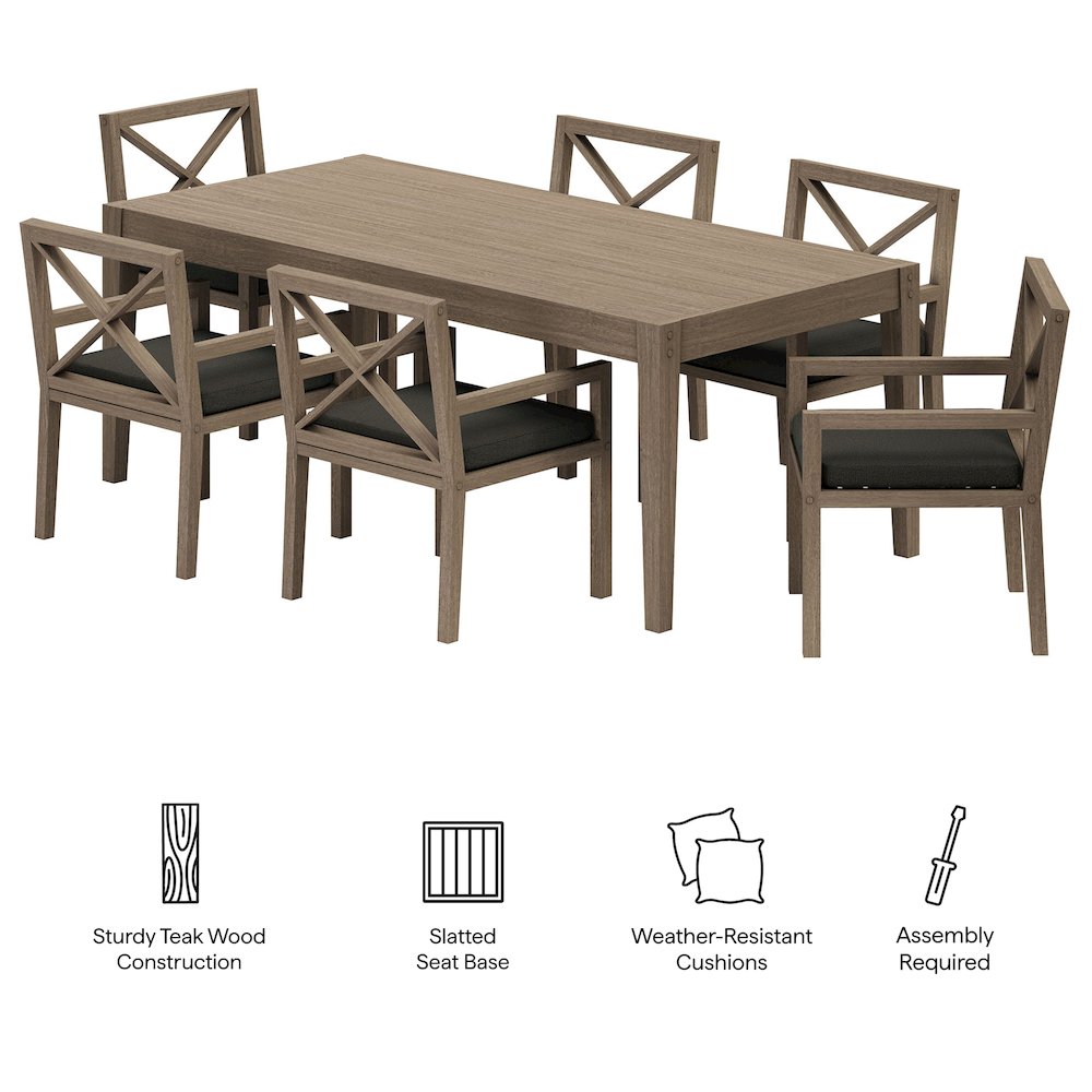 Northlake 7-Piece Outdoor Patio Teak Wood Dining Set. Picture 2