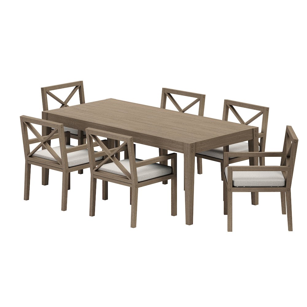 Northlake 7-Piece Outdoor Patio Teak Wood Dining Set. Picture 1