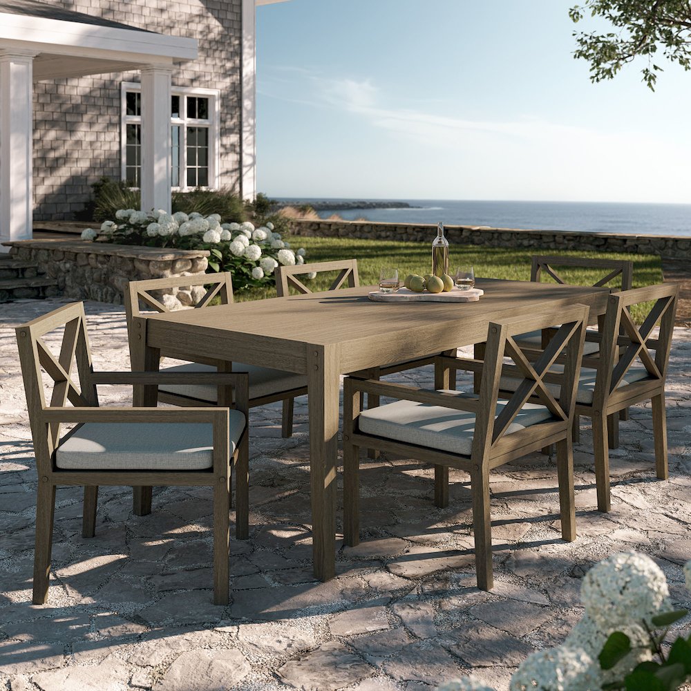 Northlake 7-Piece Outdoor Patio Teak Wood Dining Set. Picture 11