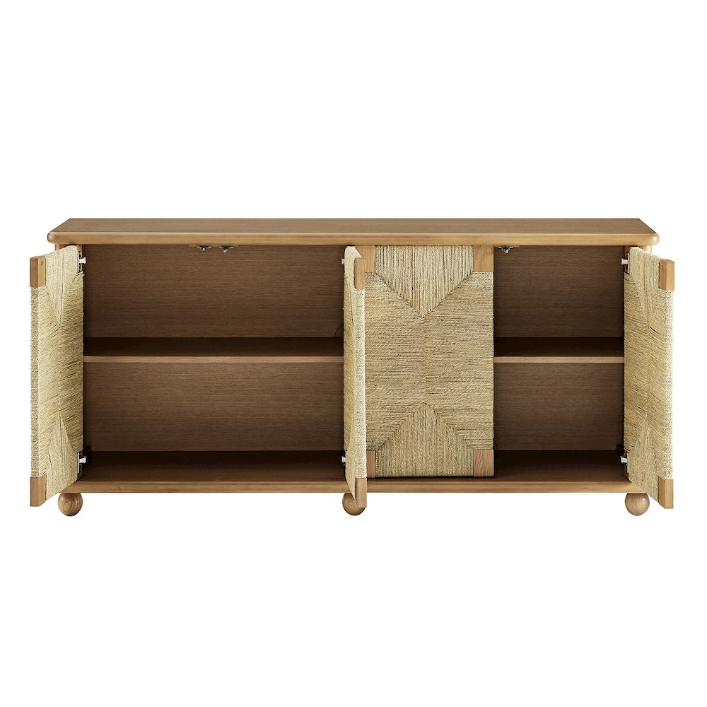 Marola 71 Inch Oak Wood Seagrass Sideboard. Picture 6