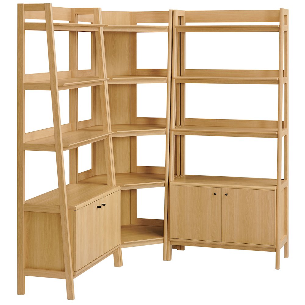 Bixby 3-Piece Corner Bookshelf Set with Wide Bookshelves. Picture 1