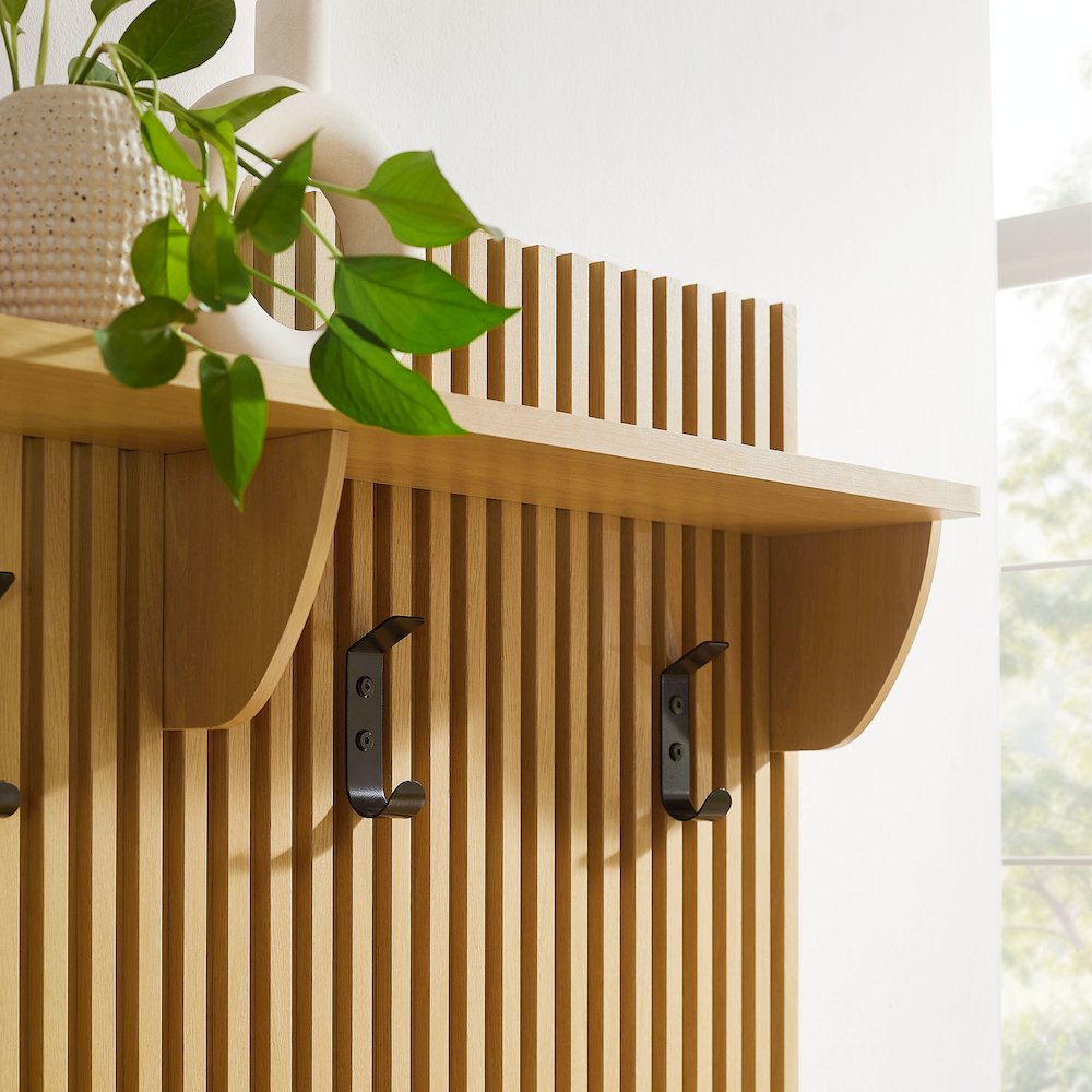Render Fluted 3-in-1 Hall Tree With Storage Bench and Coat Rack. Picture 8