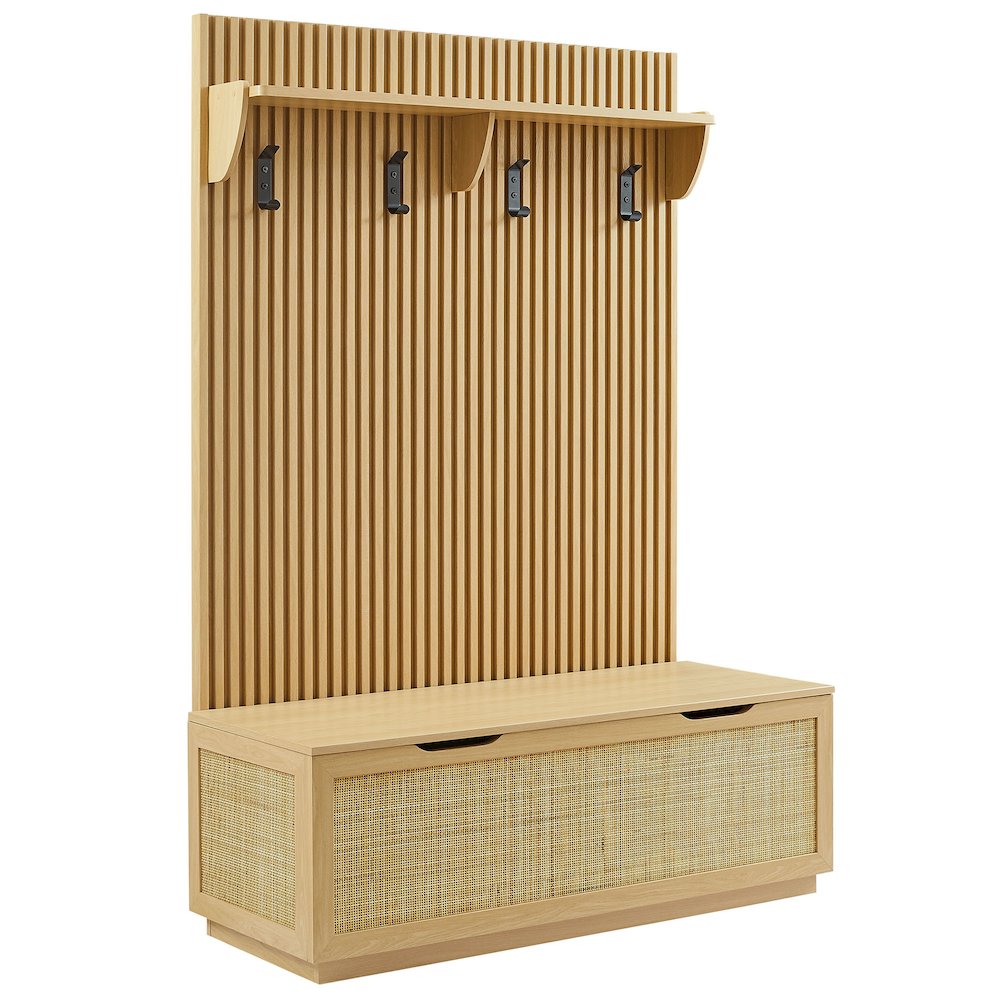 Soma Fluted 3-in-1 Hall Tree With Storage Bench and Coat Rack. Picture 1