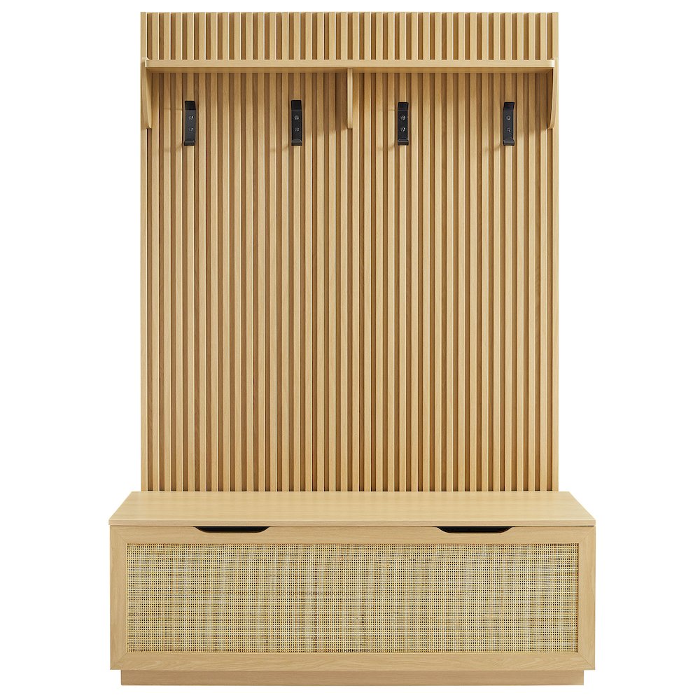 Soma Fluted 3-in-1 Hall Tree With Storage Bench and Coat Rack. Picture 4