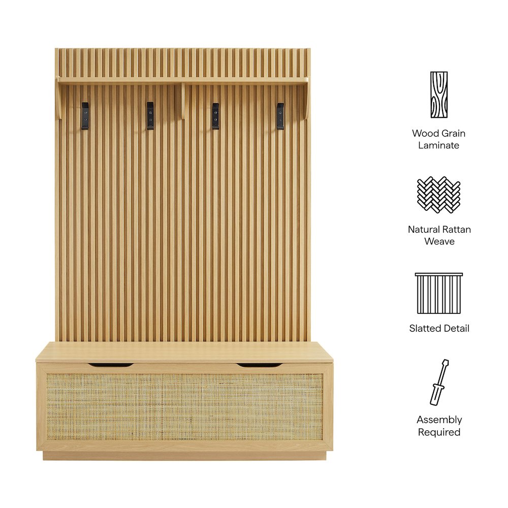 Soma Fluted 3-in-1 Hall Tree With Storage Bench and Coat Rack. Picture 3