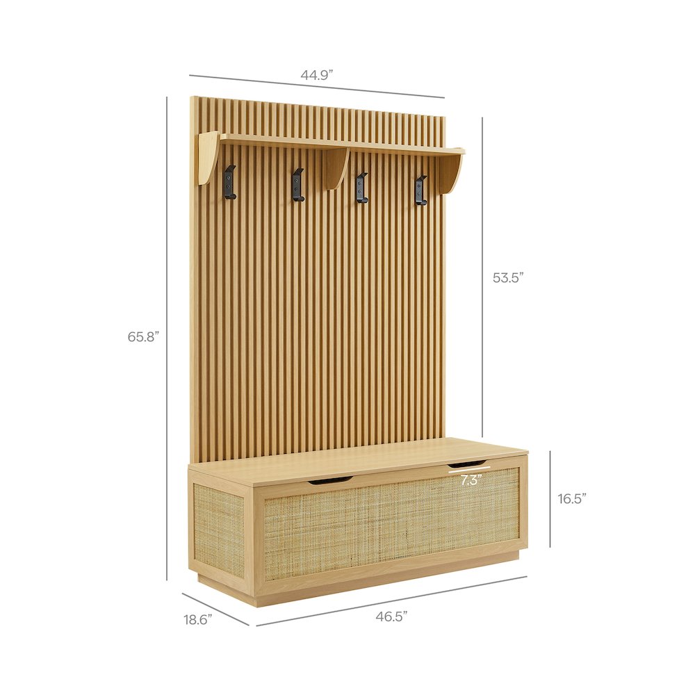 Soma Fluted 3-in-1 Hall Tree With Storage Bench and Coat Rack. Picture 2