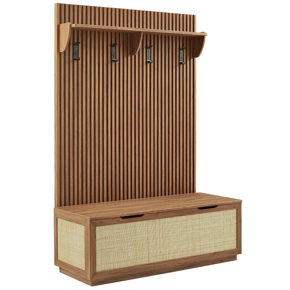 Soma Fluted 3-in-1 Hall Tree With Storage Bench and Coat Rack. Picture 1