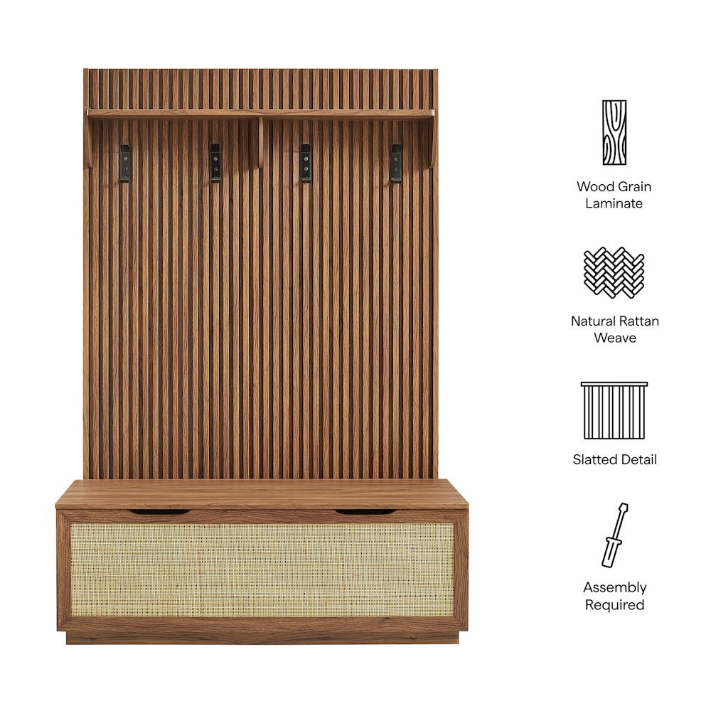 Soma Fluted 3-in-1 Hall Tree With Storage Bench and Coat Rack. Picture 3