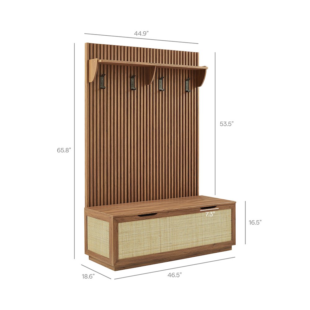 Soma Fluted 3-in-1 Hall Tree With Storage Bench and Coat Rack. Picture 2