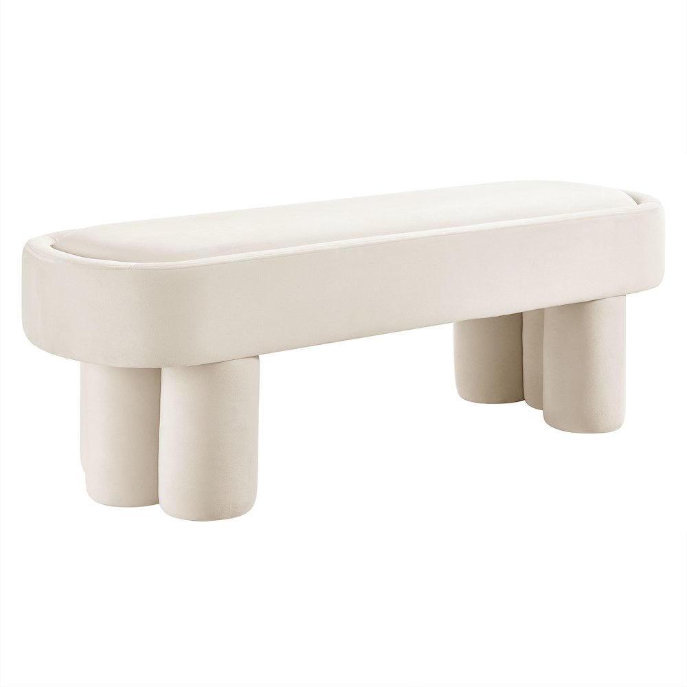 Mossi Oval Performance Velvet Accent Bench. Picture 1