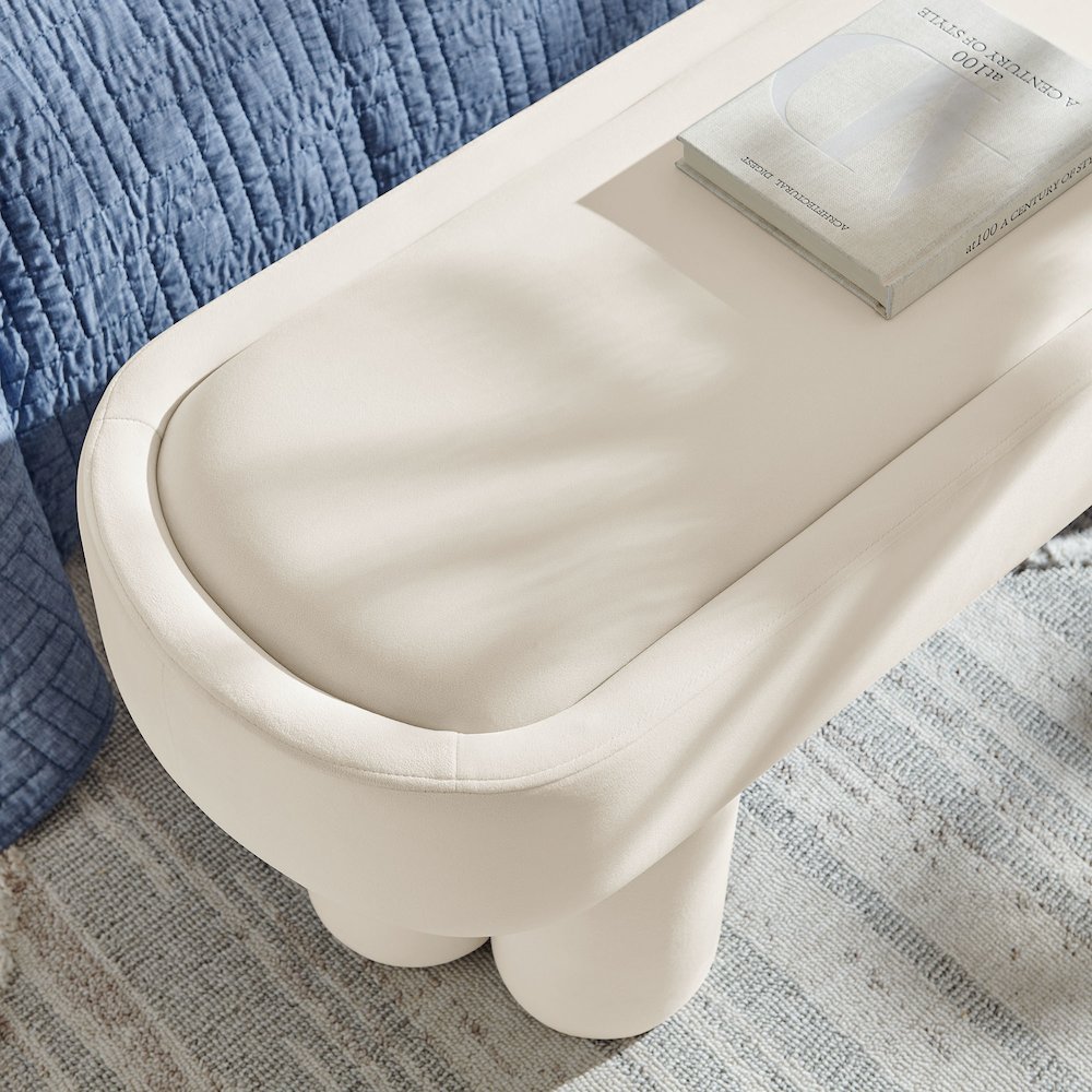 Mossi Oval Performance Velvet Accent Bench. Picture 8