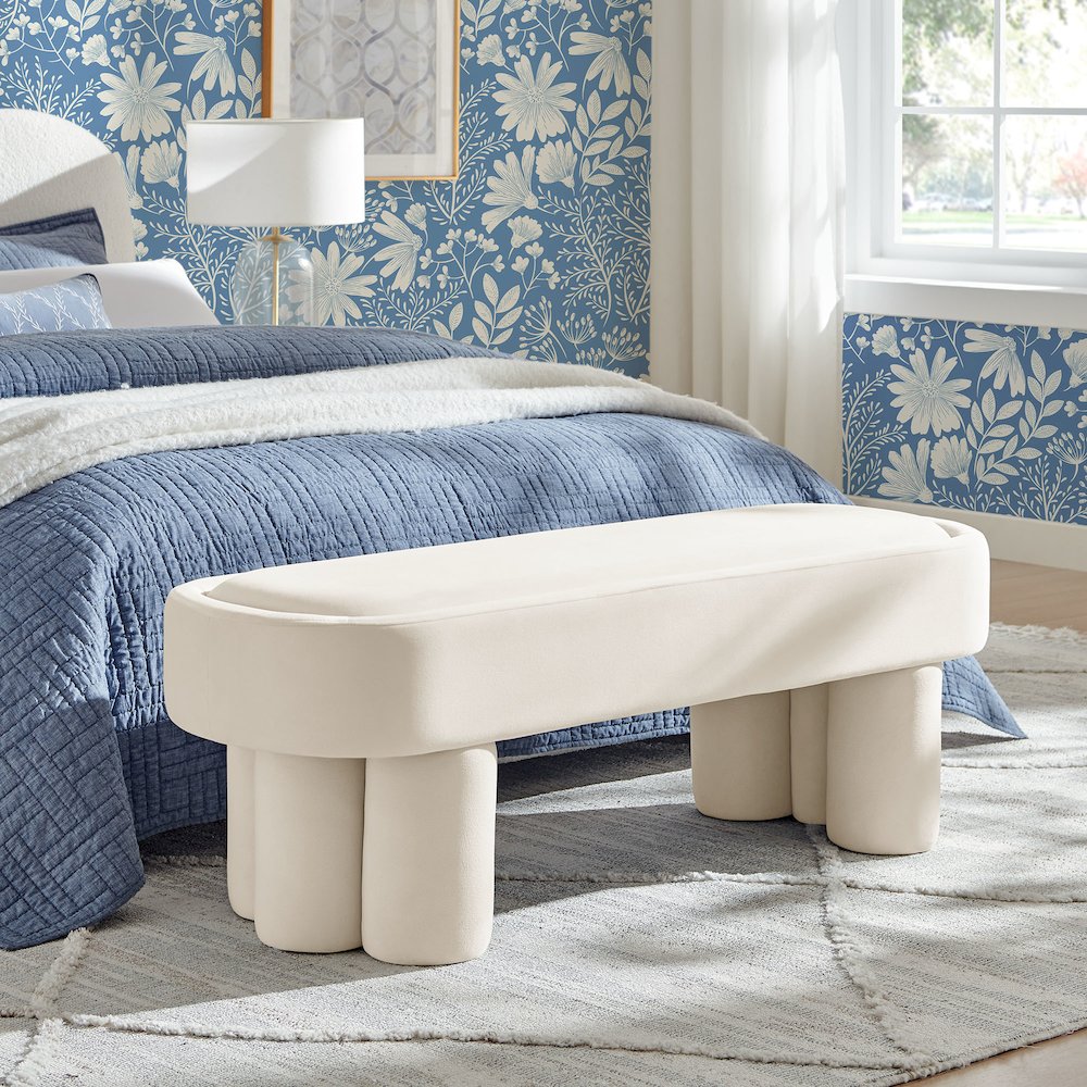 Mossi Oval Performance Velvet Accent Bench. Picture 7