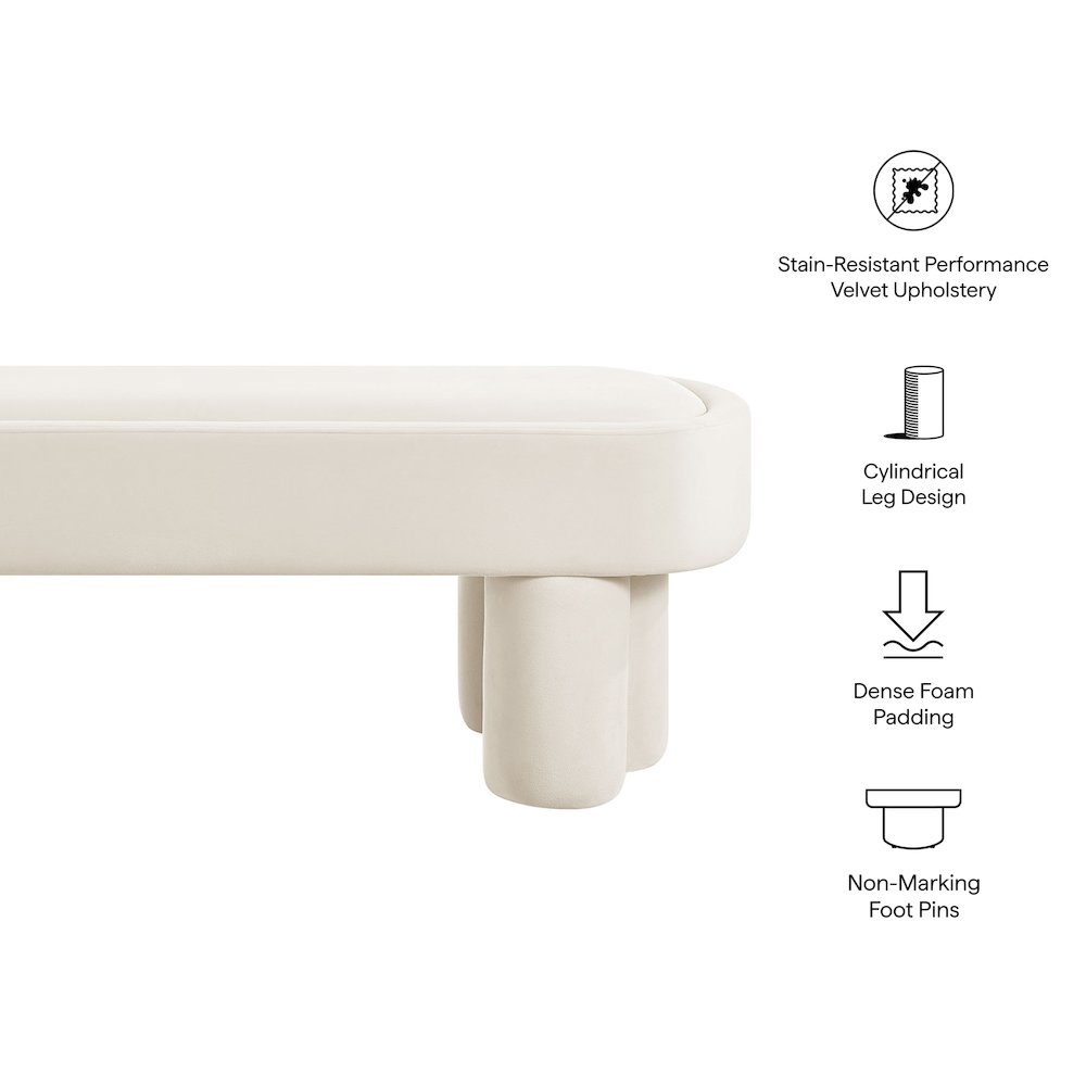 Mossi Oval Performance Velvet Accent Bench. Picture 3
