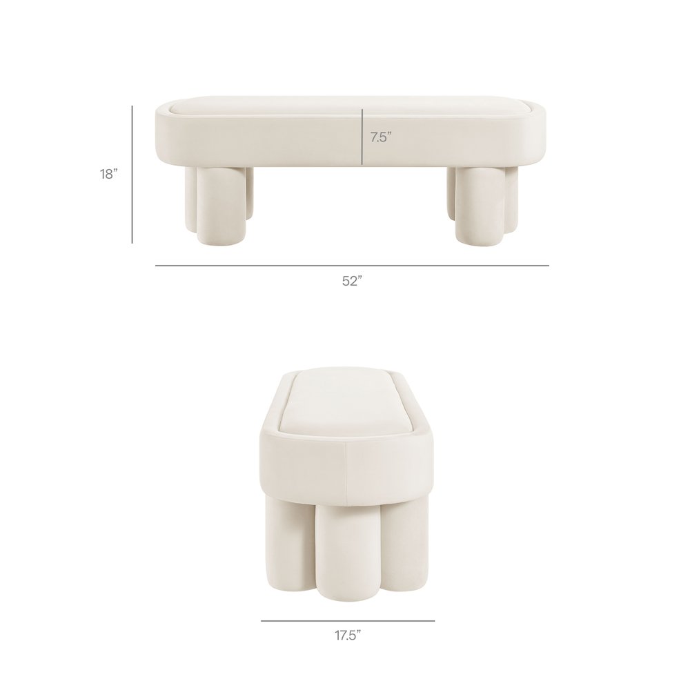 Mossi Oval Performance Velvet Accent Bench. Picture 2