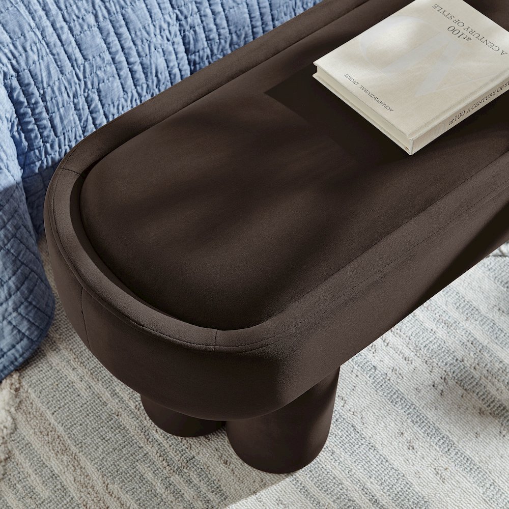 Mossi Oval Performance Velvet Accent Bench. Picture 8