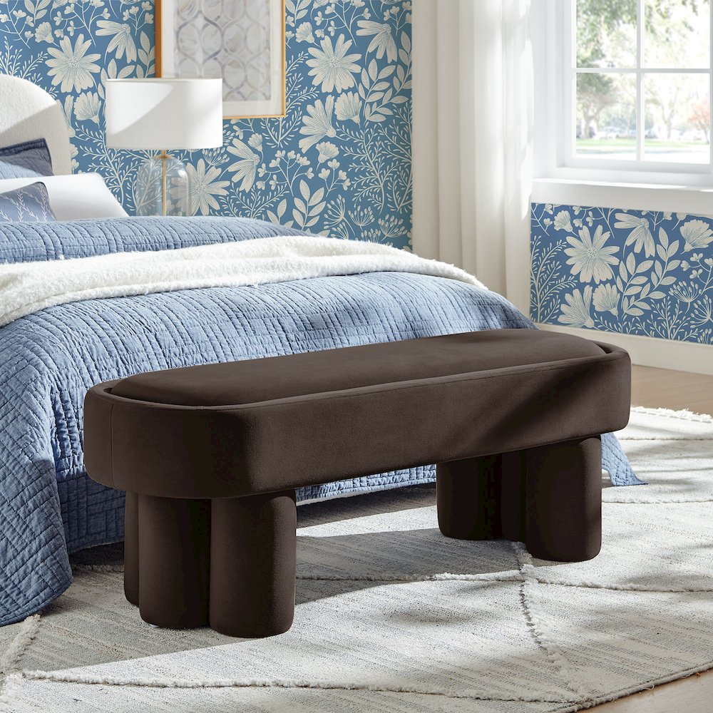 Mossi Oval Performance Velvet Accent Bench. Picture 7