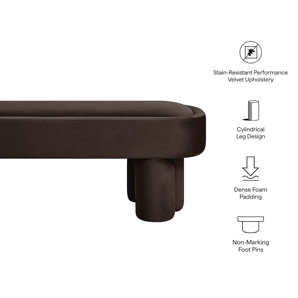Mossi Oval Performance Velvet Accent Bench. Picture 3