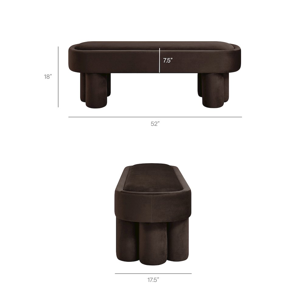 Mossi Oval Performance Velvet Accent Bench. Picture 2