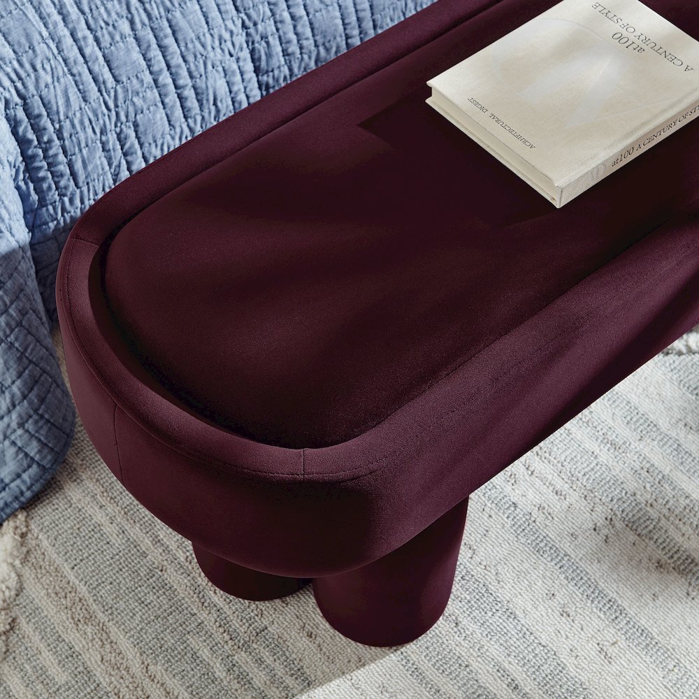 Mossi Oval Performance Velvet Accent Bench. Picture 8