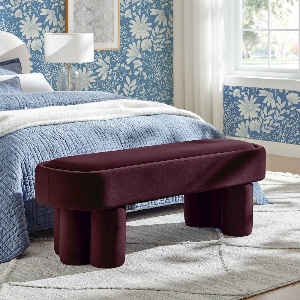 Mossi Oval Performance Velvet Accent Bench. Picture 7