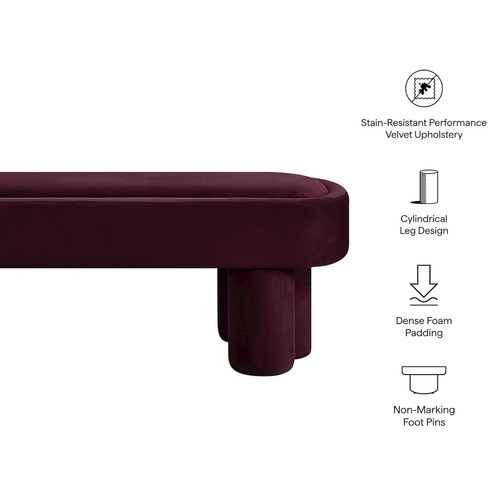 Mossi Oval Performance Velvet Accent Bench. Picture 3