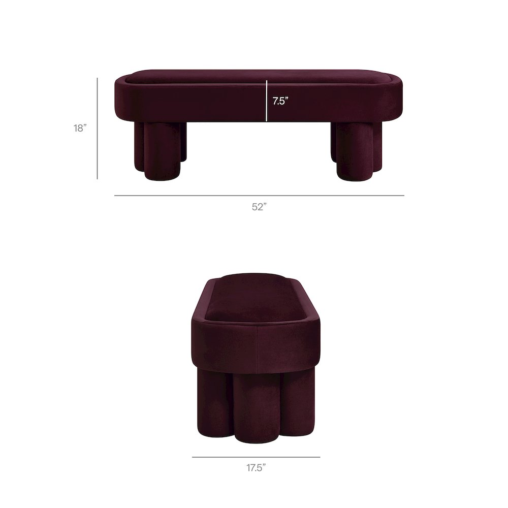 Mossi Oval Performance Velvet Accent Bench. Picture 2