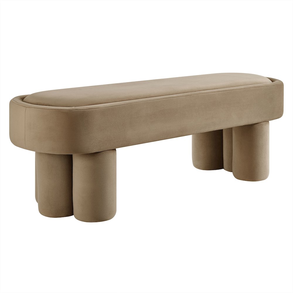 Mossi Oval Performance Velvet Accent Bench. Picture 1