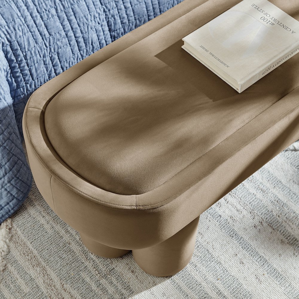 Mossi Oval Performance Velvet Accent Bench. Picture 8