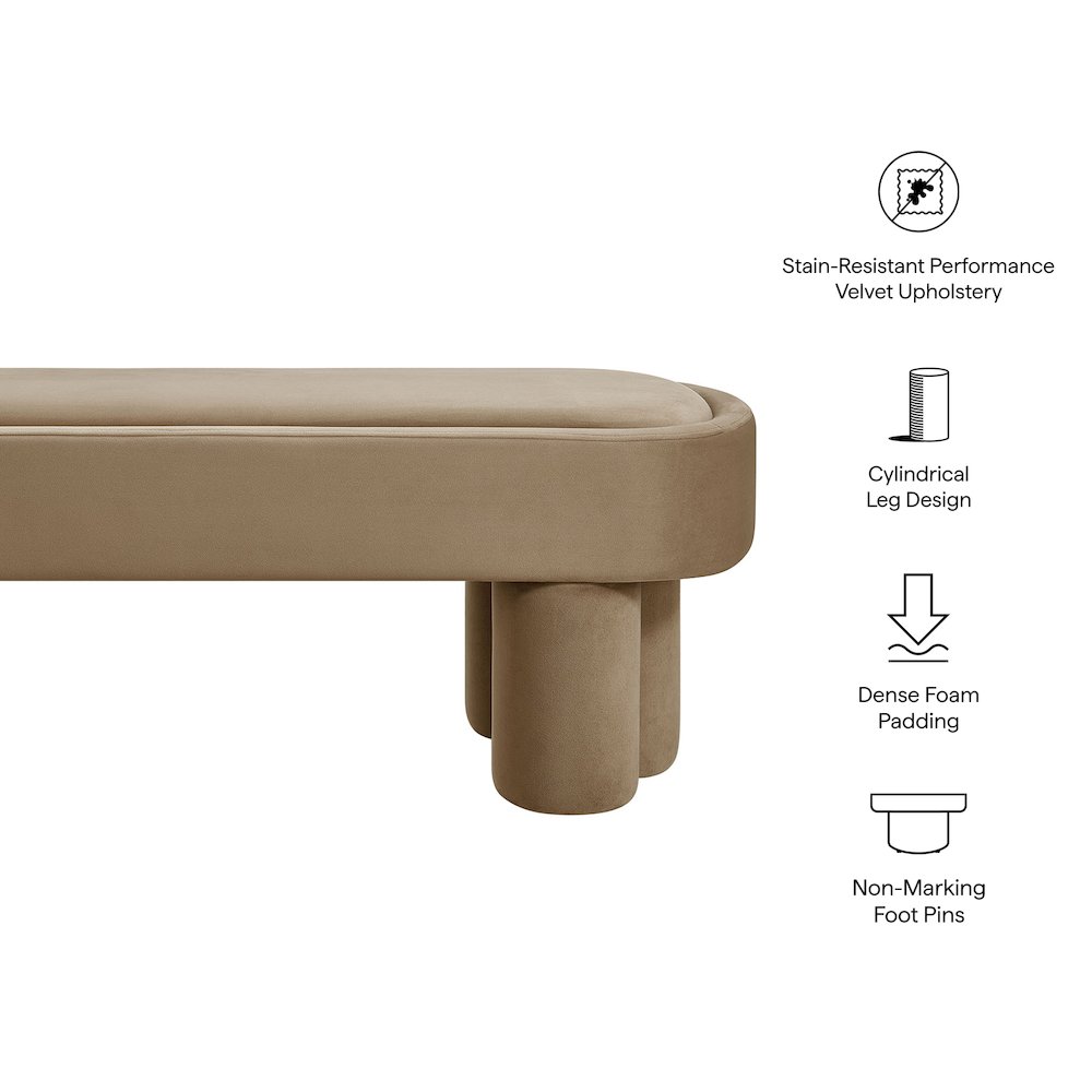 Mossi Oval Performance Velvet Accent Bench. Picture 3