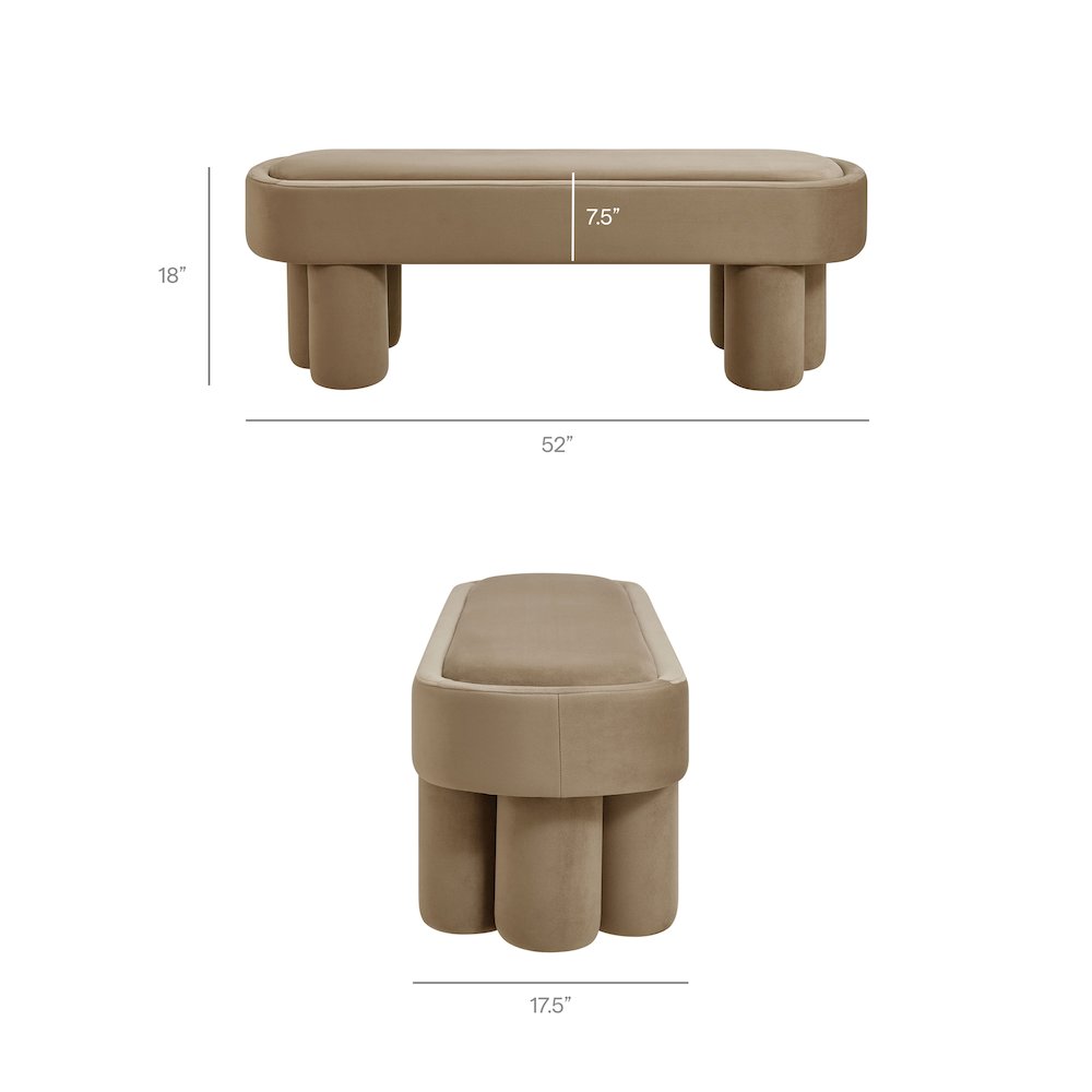 Mossi Oval Performance Velvet Accent Bench. Picture 2