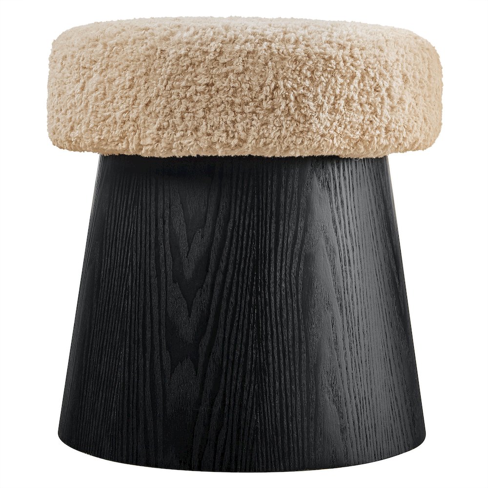 Ketra Round Faux Shearling Ottoman Footstool. Picture 4