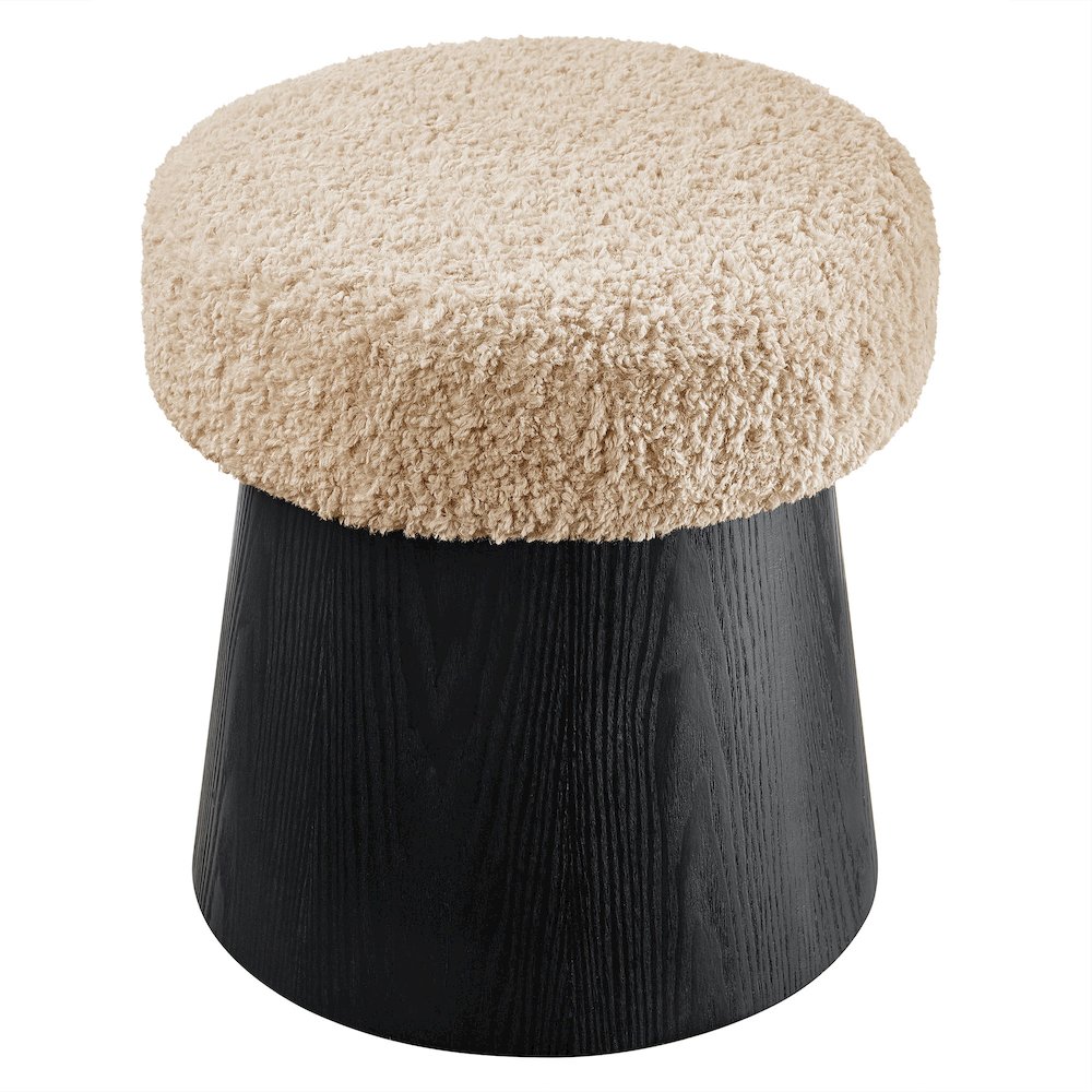 Ketra Round Faux Shearling Ottoman Footstool. Picture 1