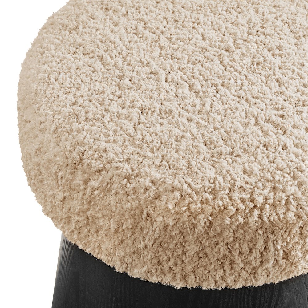 Ketra Round Faux Shearling Ottoman Footstool. Picture 5