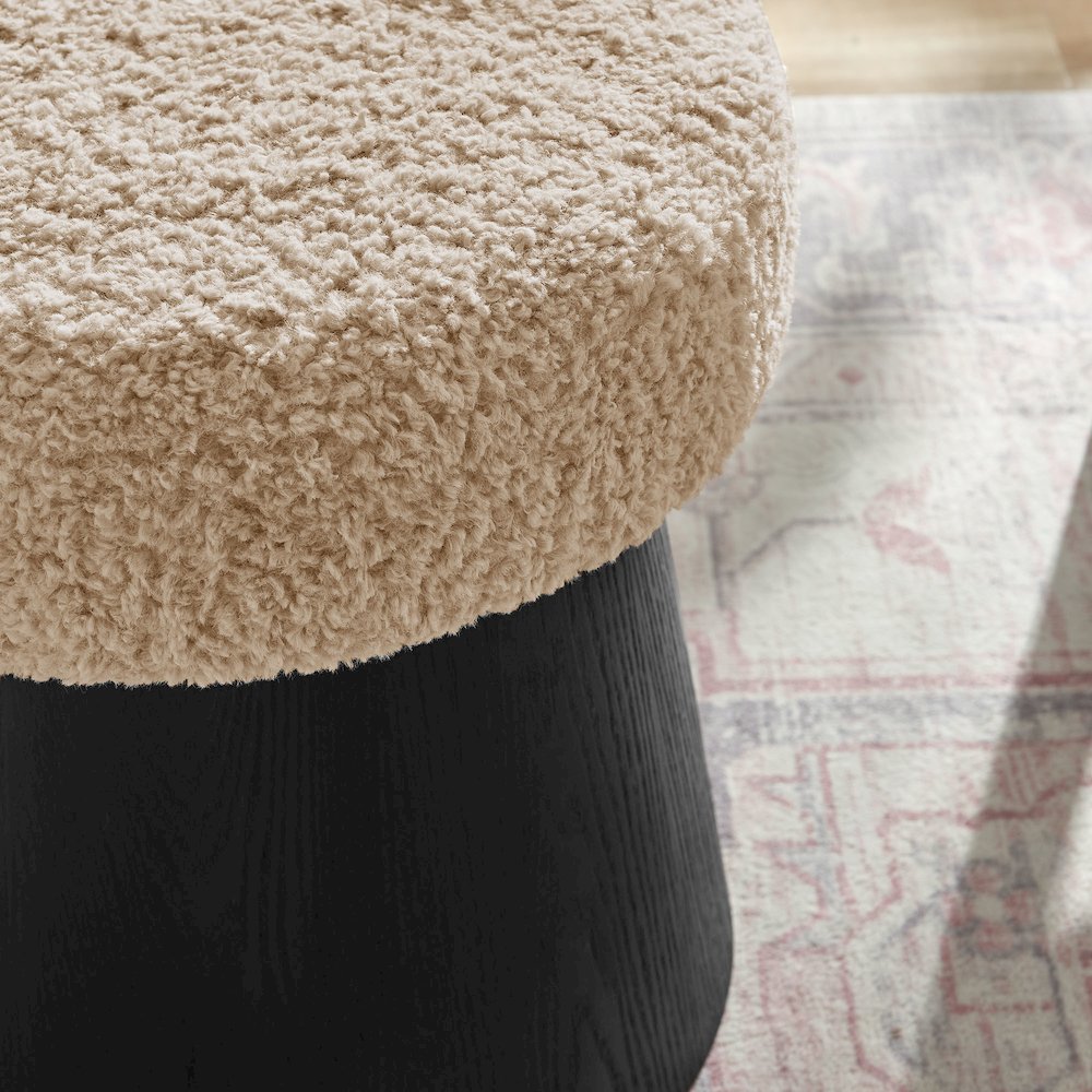 Ketra Round Faux Shearling Ottoman Footstool. Picture 7