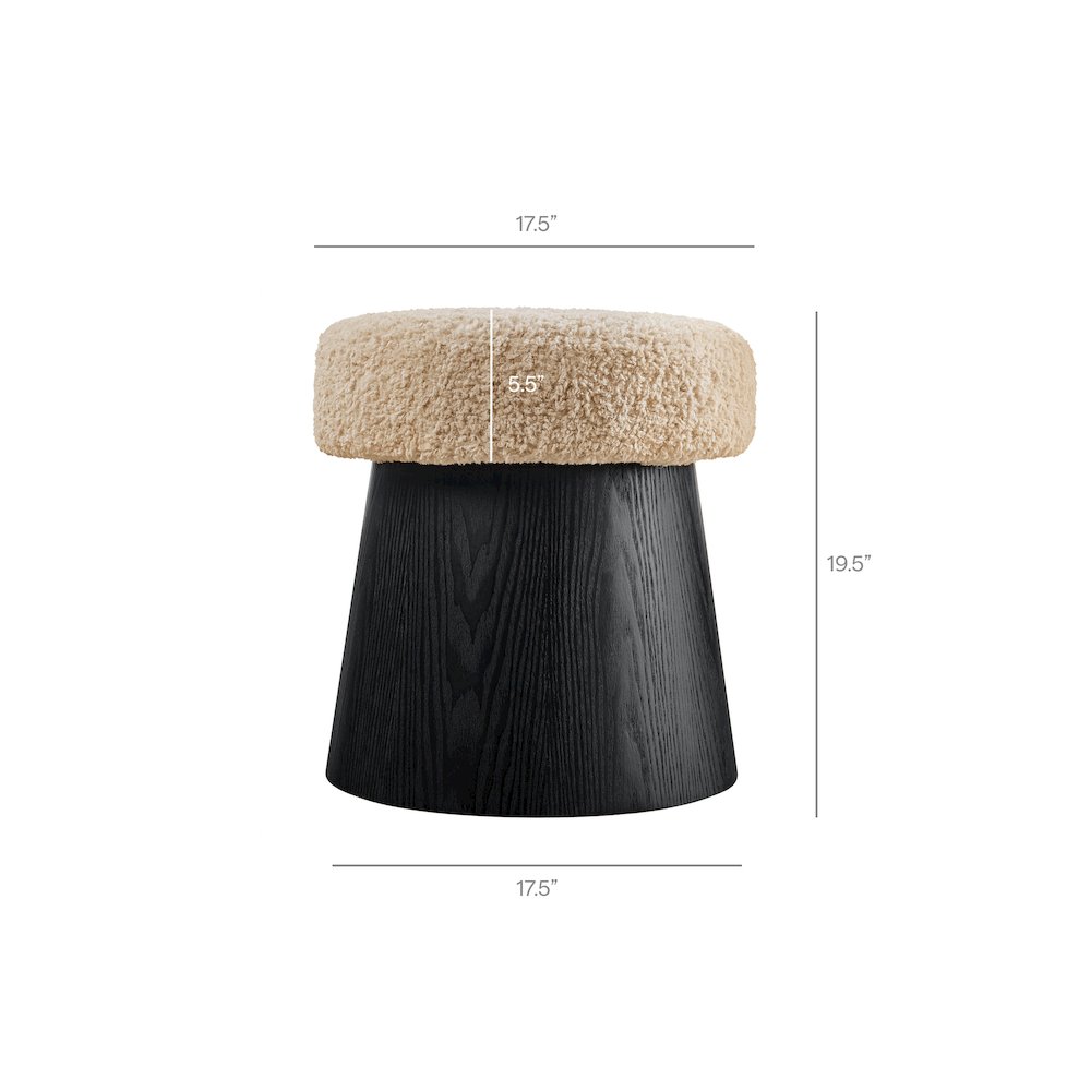 Ketra Round Faux Shearling Ottoman Footstool. Picture 2
