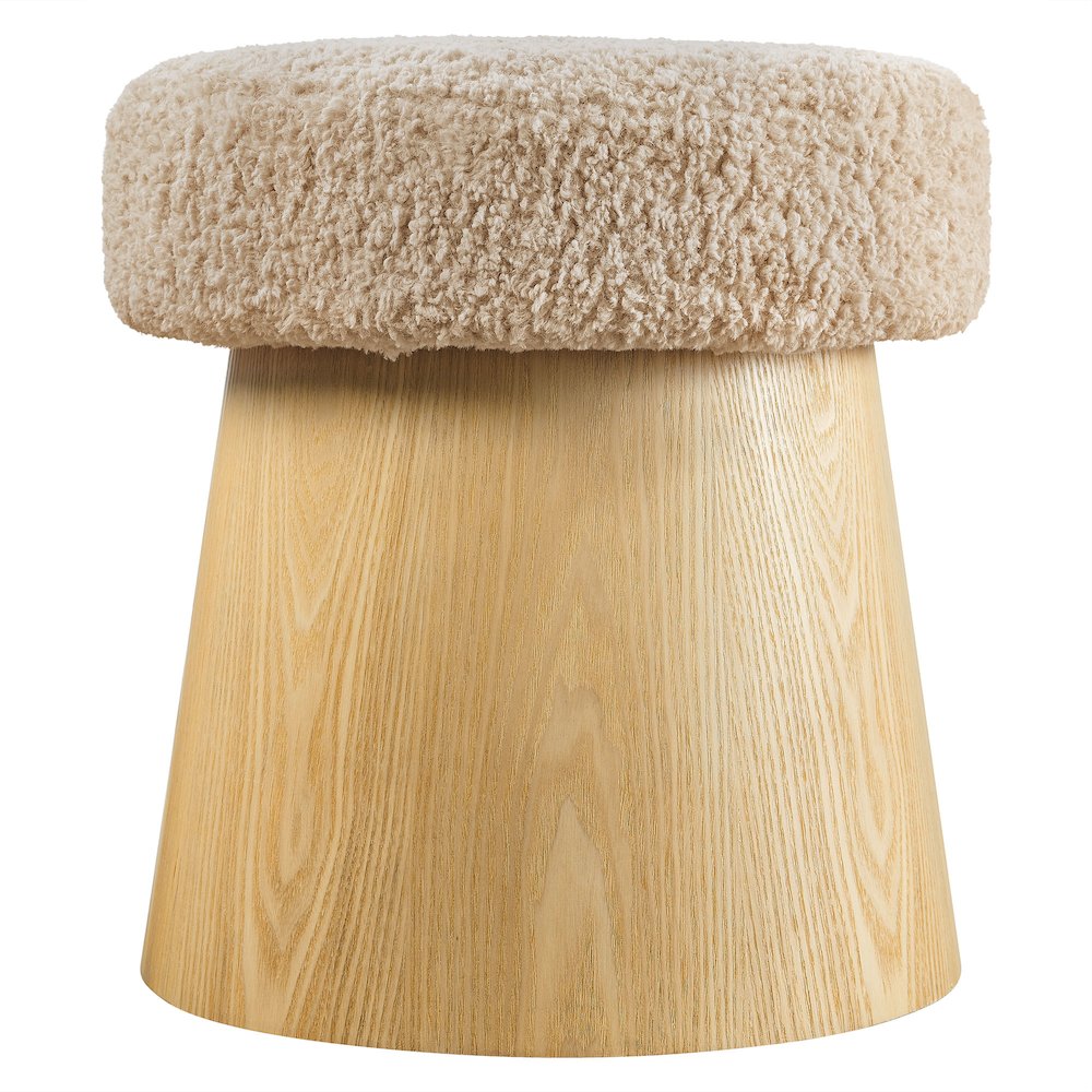 Ketra Round Faux Shearling Ottoman Footstool. Picture 4
