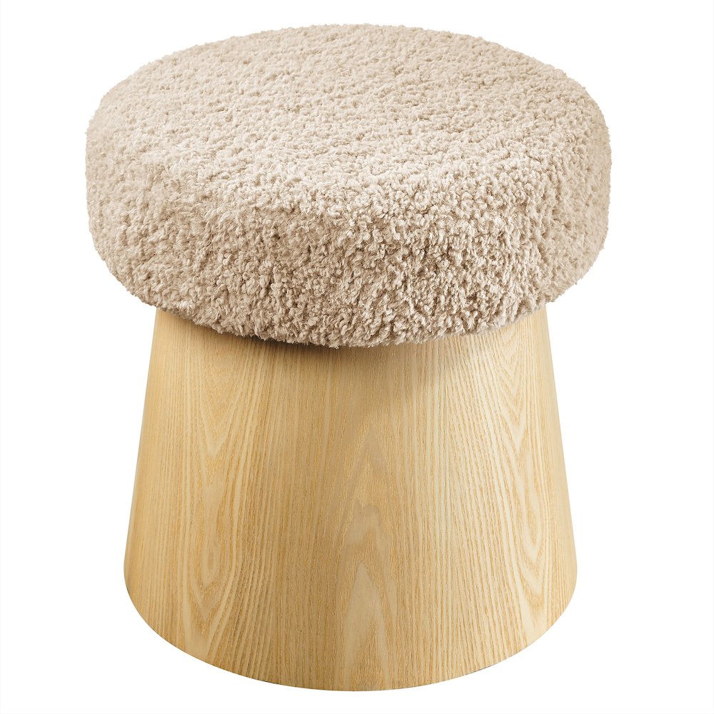 Ketra Round Faux Shearling Ottoman Footstool. Picture 1
