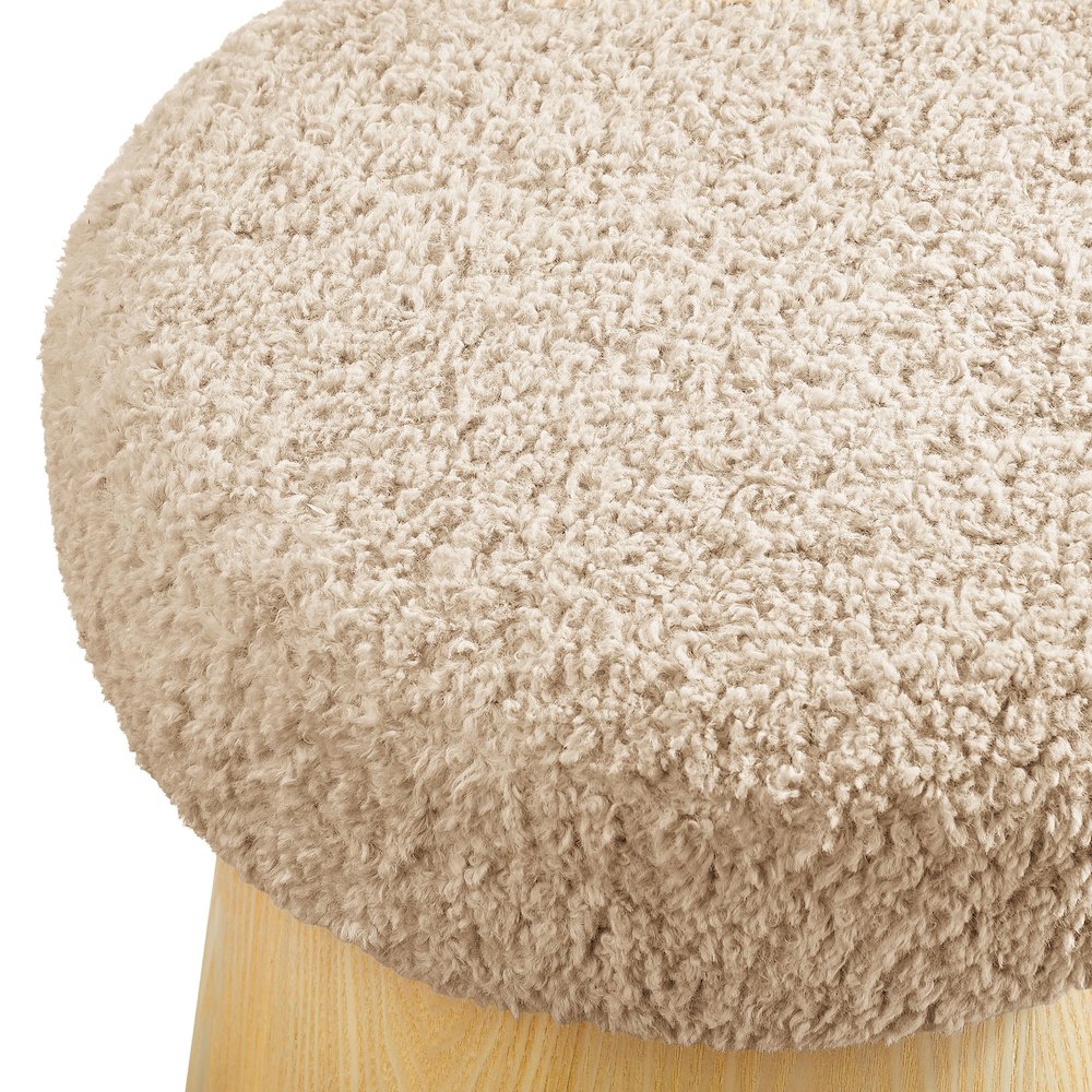 Ketra Round Faux Shearling Ottoman Footstool. Picture 5