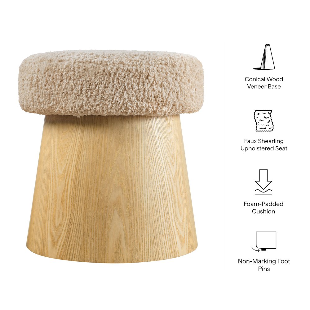 Ketra Round Faux Shearling Ottoman Footstool. Picture 3