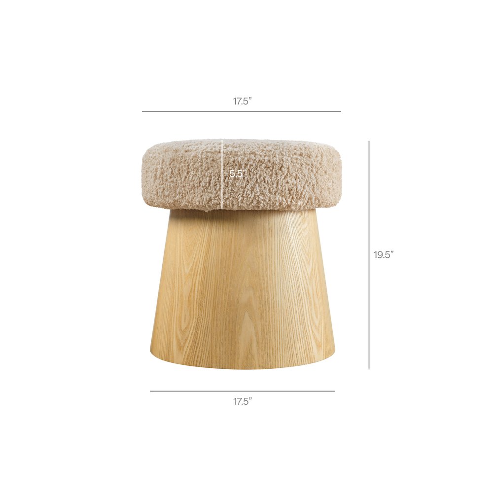 Ketra Round Faux Shearling Ottoman Footstool. Picture 2