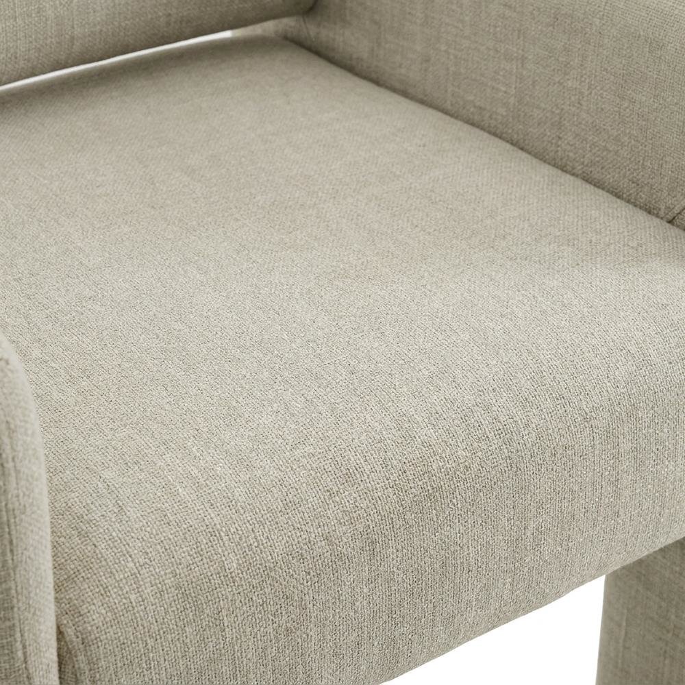 Fabric-Upholstered Dining Chair with Arms and Thick Cushion for Kitchen, Linen. Picture 6