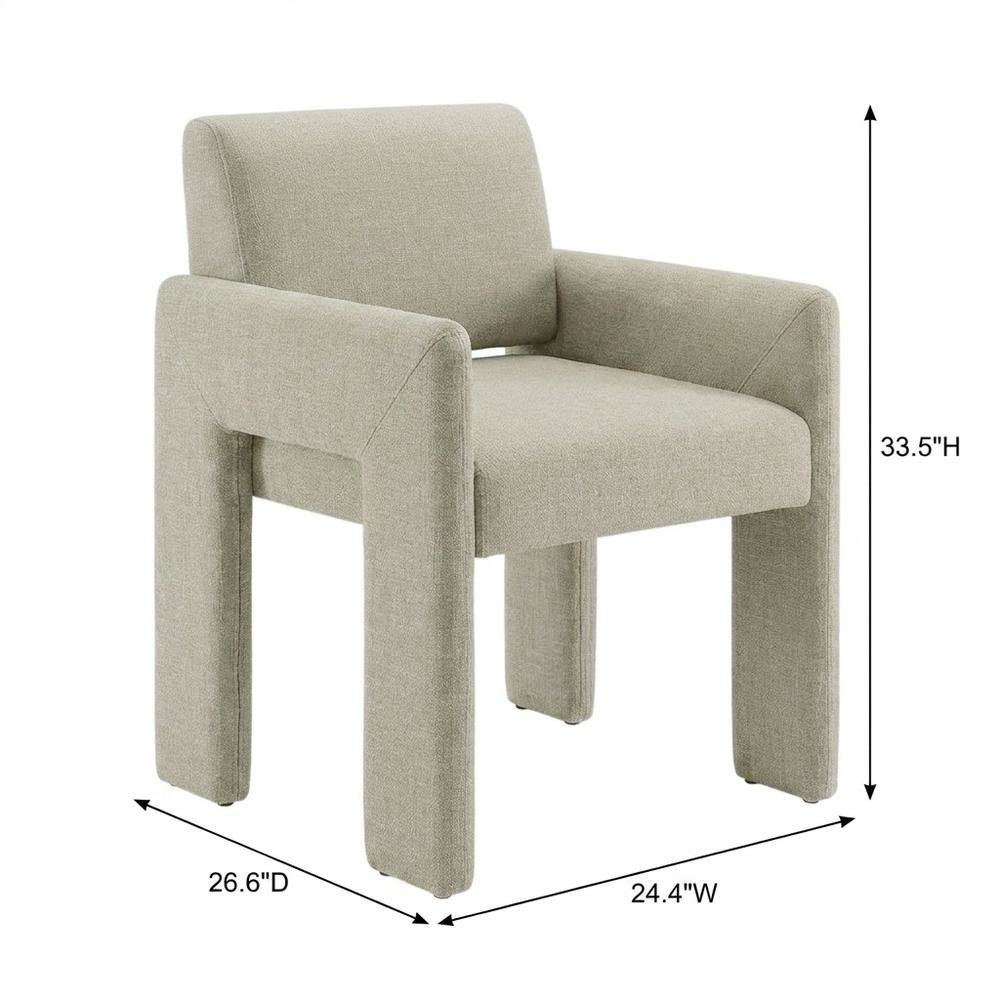 Fabric-Upholstered Dining Chair with Arms and Thick Cushion for Kitchen, Linen. Picture 5