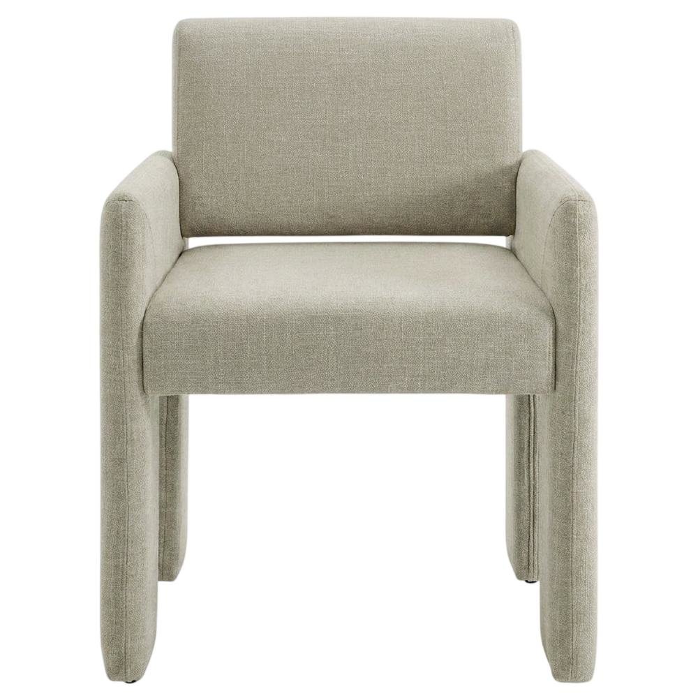 Fabric-Upholstered Dining Chair with Arms and Thick Cushion for Kitchen, Linen. Picture 1
