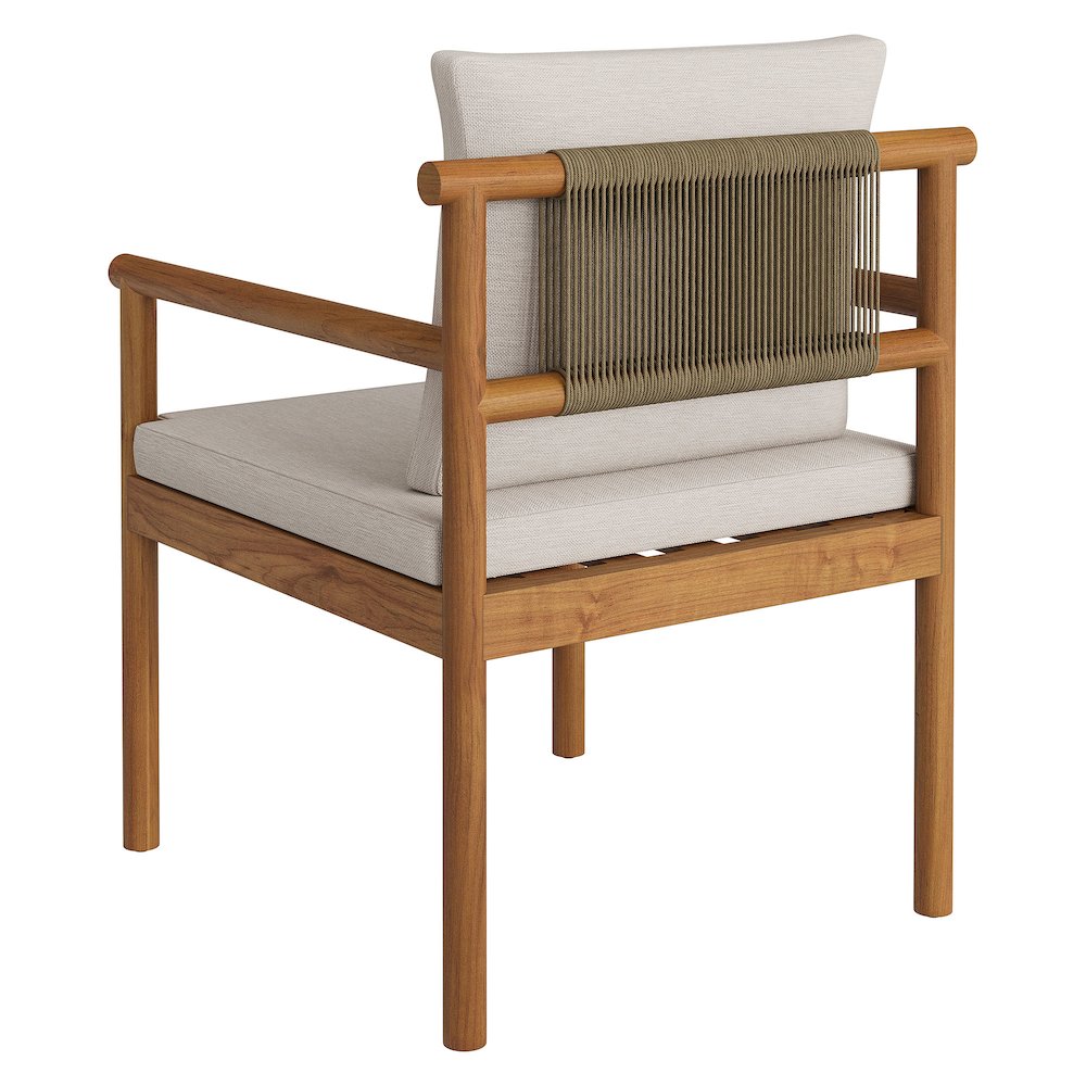 Eleni Outdoor Patio Teak Wood Rope Dining Chair. Picture 5