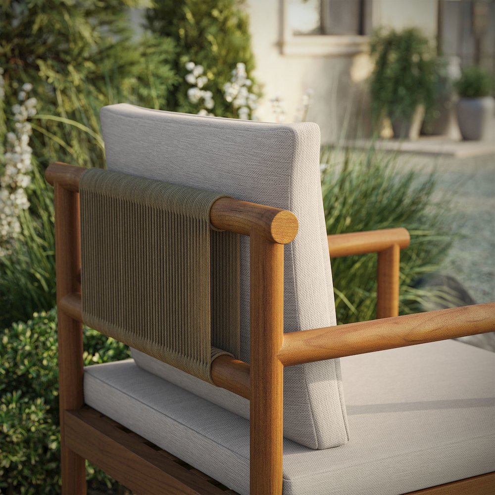 Eleni Outdoor Patio Teak Wood Rope Dining Chair. Picture 9