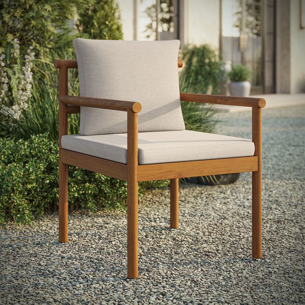 Eleni Outdoor Patio Teak Wood Rope Dining Chair. Picture 8