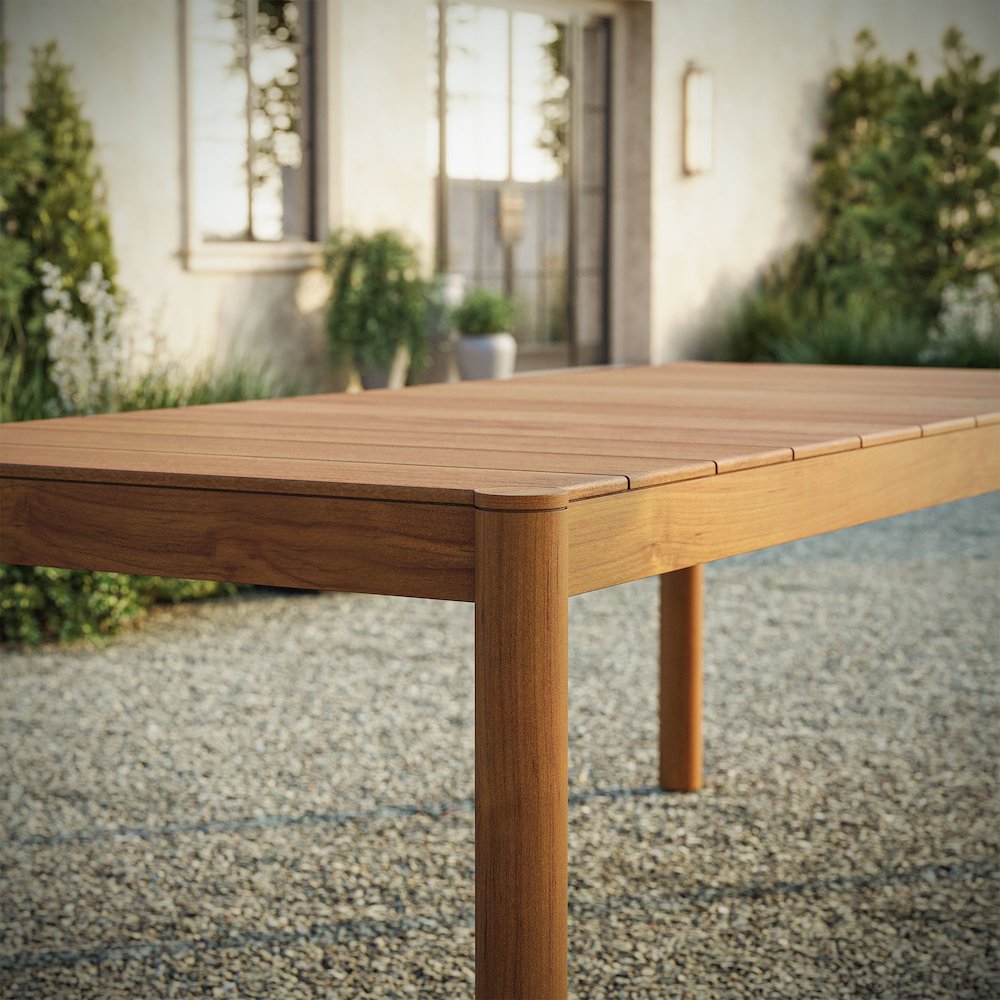 Eleni 89-Inch Outdoor Patio Teak Wood Dining Table. Picture 9