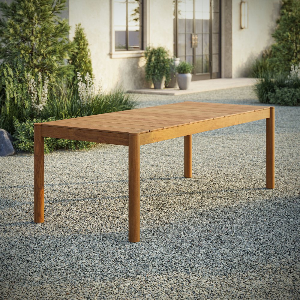 Eleni 89-Inch Outdoor Patio Teak Wood Dining Table. Picture 8
