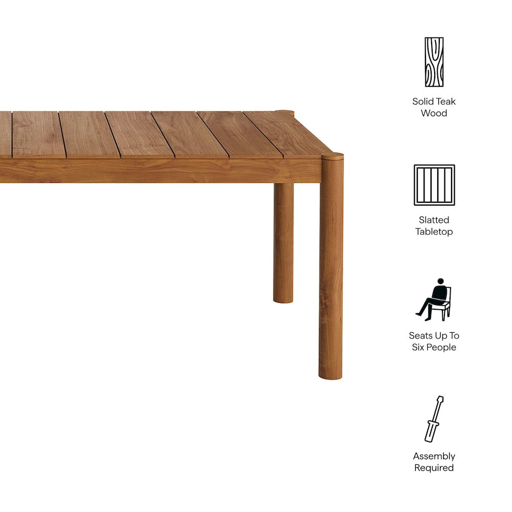 Eleni 89-Inch Outdoor Patio Teak Wood Dining Table. Picture 2