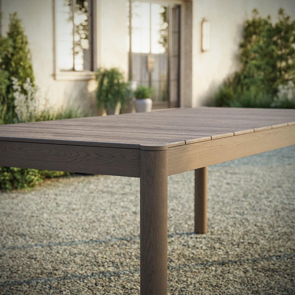 Eleni 89-Inch Outdoor Patio Teak Wood Dining Table. Picture 9
